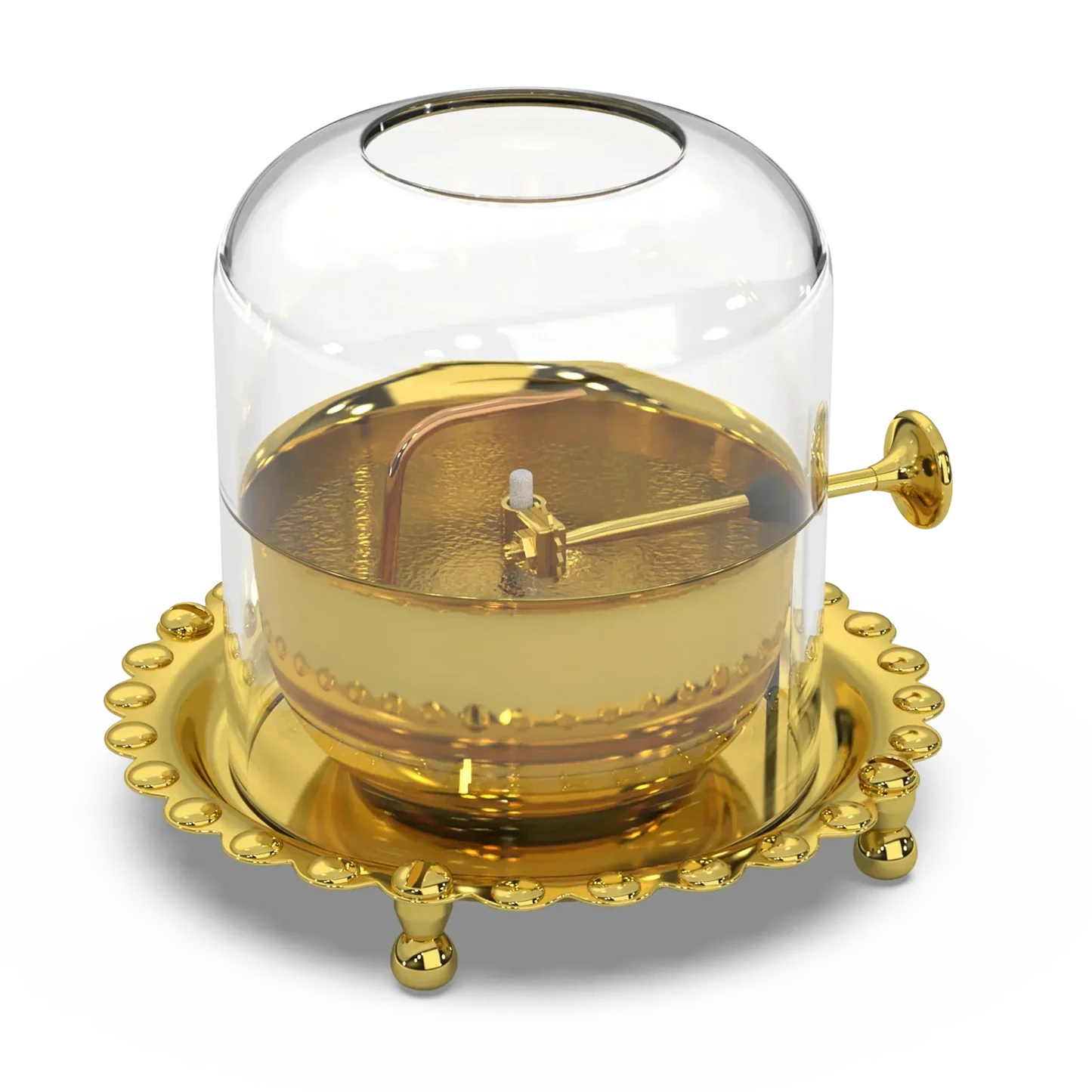 Brass Akhand Jyot Diya With Adjustable Bati Knob