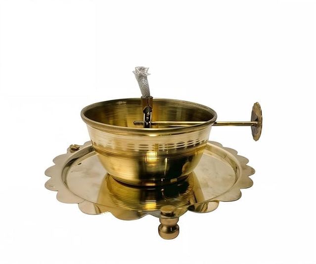 Brass Akhand Jyot Diya With Adjustable Bati Knob