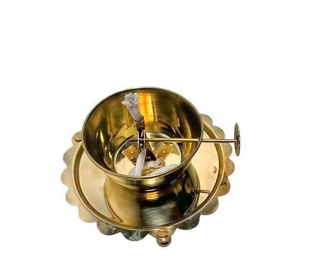 Brass Akhand Jyot Diya With Adjustable Bati Knob